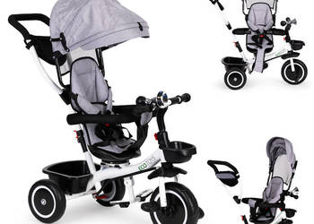 Rowerek trójkołowy spacerówka wózek obracany 360 szary ECOTOYS