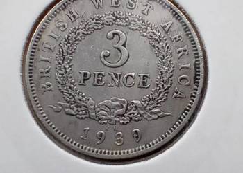 Stare monety 3 pens 1939 Brytyjska Afryka Zachodnia