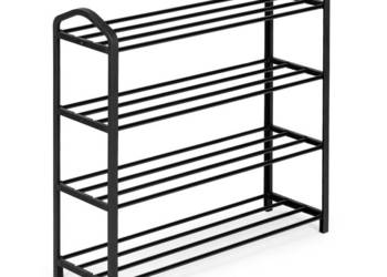 Regał na buty metalowy 4 półki 12 par butów czarny ModernHome