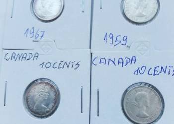 KANADA-10 CENTS-1976,1976 r,1960 r,1959 r SREBRO KANADA-10 CENTS-1976,1976 r,1960 r,1959 r SREBRO