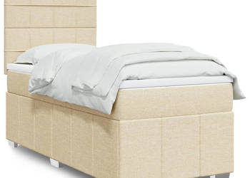 Łóżko kontynentalne z materacem kremowe tkanina 90x200 cm WM-3291556