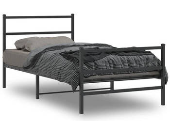 Metalowa rama łóżka z wezgłowiem i zanóżkiem czarna 107x203cm WM-355379