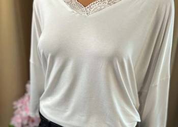 ONLY Carmakoma biała bluzka koronka dekolt oversize 46 48 XXL nowa