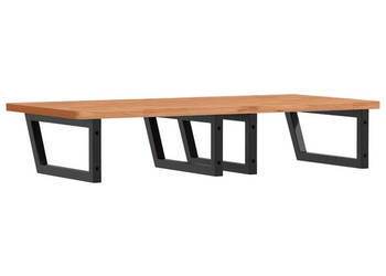 Półka ścienna pod umywalkę stal i lite drewno bukowe WM-3302455