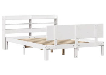 Rama łóżka z wezgłowiem biała lite drewno sosnowe 150x200 cm WM-3306830