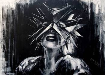 Surrealizm nowoczesny czarno-biały portret abstrakcja