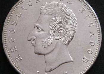 Ekwador 5 sucre 1943 - SREBRO - Simon  Bolivar