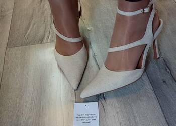 (41) ASOS /Beżowe czółenka Wieczorowez odkrytą piętą z Londynu, NOWE
