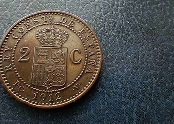 Stare monety 2 centym 1912 Hiszpania