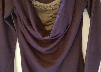sweter, dekolt zdobiony, tunika, fiolet, wrzos