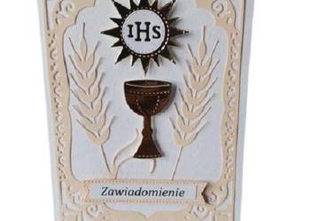ZAWIADOMIENIA KOMUNIA KIELICH IHS Z KŁOSEM W RAMCE B6 ZŁOTO - KREM ZAWIADOMIENIA KOMUNIA KIELICH IHS Z KŁOSEM W RAMCE B6 ZŁOTO - KREM