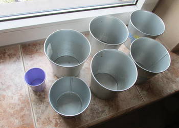 IKEA - Galwanizowane metalowe osłonki na doniczki 12 cm - cena za całość