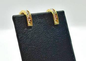 Złote kolczyki pr 585 1,06g Angielskie, Cyrkonie