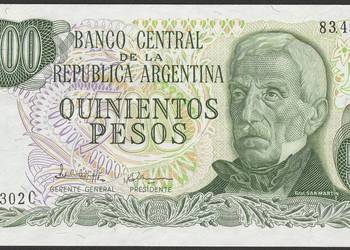ARGENTYNA 500 PESOS 1977-82 - SAN MARTIN - stan bankowy UNC
