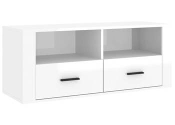 Szafka pod TV wysoki połysk biała 100x35x40 cm WM-816810