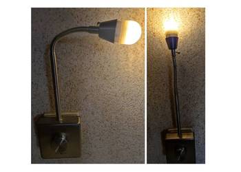 kinkiet lampka chromowana lampa wtykowa do gniazdka led ledowa  ściemniacz