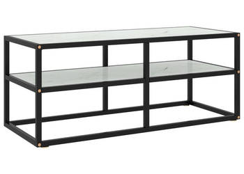 Szafka pod telewizor biała z marmurowym szkłem 100x40x40 cm WM-322857