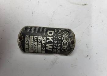 DKW RT 125 1953 DKW RT 125/2 ROK TABLICZKA ZNAMIONOW