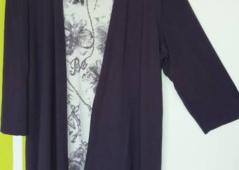 XL(50) Bakłażanowy kardigan z wstawką  Meghan