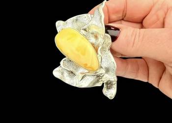 WYPRZEDAŻ Artystyczny wisior srebro 925 bursztyn bałtycki unikat