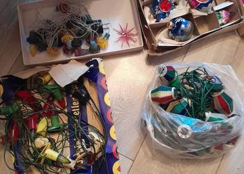 Ozdoby choinkowe bąbki oświetlenie lampki z prl