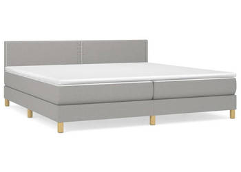 Łóżko kontynentalne z materacem jasnoszare tkanina 200x200 cm WM-3140561
