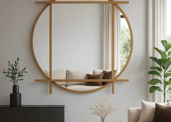 Lustro CLEOPATRA SKY – okrągłe loftowe lustro dekoracyjne w złotej ramie