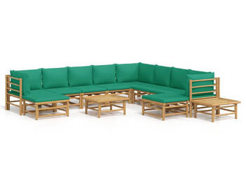12-cz. zestaw mebli do ogrodu zielone poduszki bambus WM-3155163