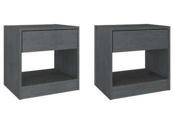 vidaXL Szafki nocne, 2 szt., szare, 40x31x40 cm, lite drewno (SKU:808068)