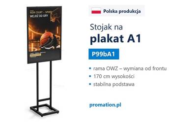 Czarny stojak na plakat A1 z ramą OWZ SLIM do sklepu i biura firmy