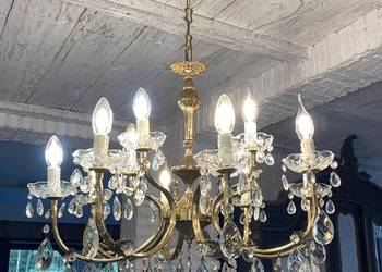 Francuski kryształowy Żyrandol na 12 świeczek, nr. 45 mosiądz Antyk Lampa