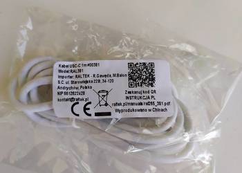 Kabel biały USB typ C