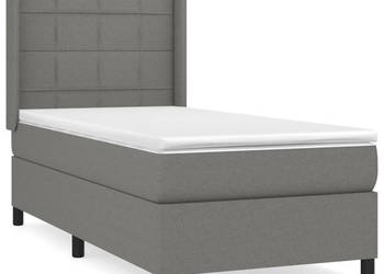 Łóżko kontynentalne z materacem ciemnoszara tkanina 90x200 cm WM-3131402