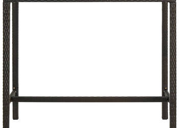 Ogrodowy stolik barowy 130x60x110cm brązowy rattan PE i szkło WM-313460