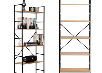Regał drewniany szeroki nowoczesny LOFT 5 półek ModernHome