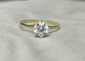 Nowy Pierścionek Złoty z Diamentem 14k 585 z Certyfikatem