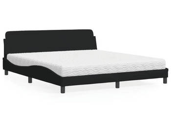 Łóżko z materacem czarne tkanina 180x200 cm WM-3208446