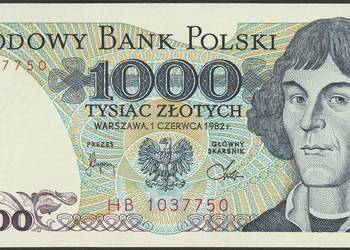 Polska 1000 złotych 1982 - Kopernik - HB - stan bankowy UNC