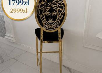 Hoker MEDUSA Glamour Czarny Złoty Luksusowy Nowoczesny Welur Wyspa Bar