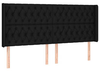 Zagłówek do łóżka z LED czarny 203x16x118/128 cm tkanina WM-3124408