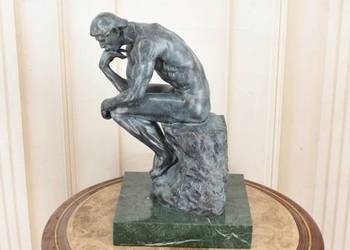 Patynowa Figura Myśliciel - Zamyślony Człowiek - Rzeźba Posąg Rodin Styl