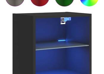 vidaXL Szafka nocna z oświetleniem LED, ścienna, czarna(SKU:837066)