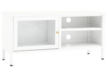 Szafka pod telewizor biała 90x30x44 cm stal i szkło WM-336056