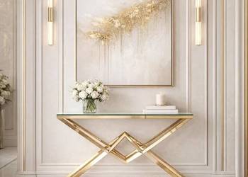 komoda konsola nowojorska glamour złota diament PREMIUM