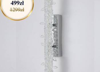 Kinkiet kryształowy, srebrny, nowoczesny, lampa ścienna glamour