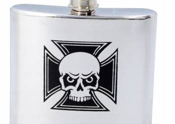 Piersiówka ze Stali Nierdzewnej Srebrna z Nadrukiem Czaszki - 150ml Gentelo