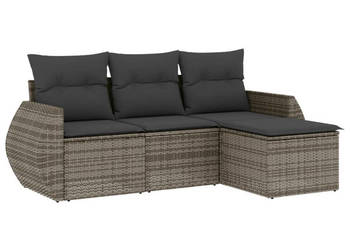 4-cz. zestaw wypoczynkowy do ogrodu poduszki szary rattan PE WM-3221269