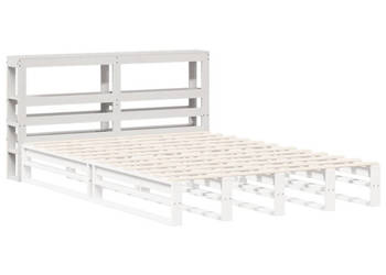 Wezgłowie do łóżka z półkami białe 140 cm drewno sosnowe WM-850885