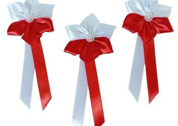 Kotylion narodowy kwiatek przypinka perełka 5 szt pół na pół