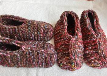 Zestaw 2 par mega grubych kapci z wełną alpaki 40-44